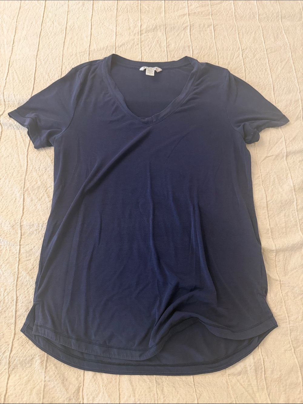 Athleta Navy V-Neck Short Sleeve Tee